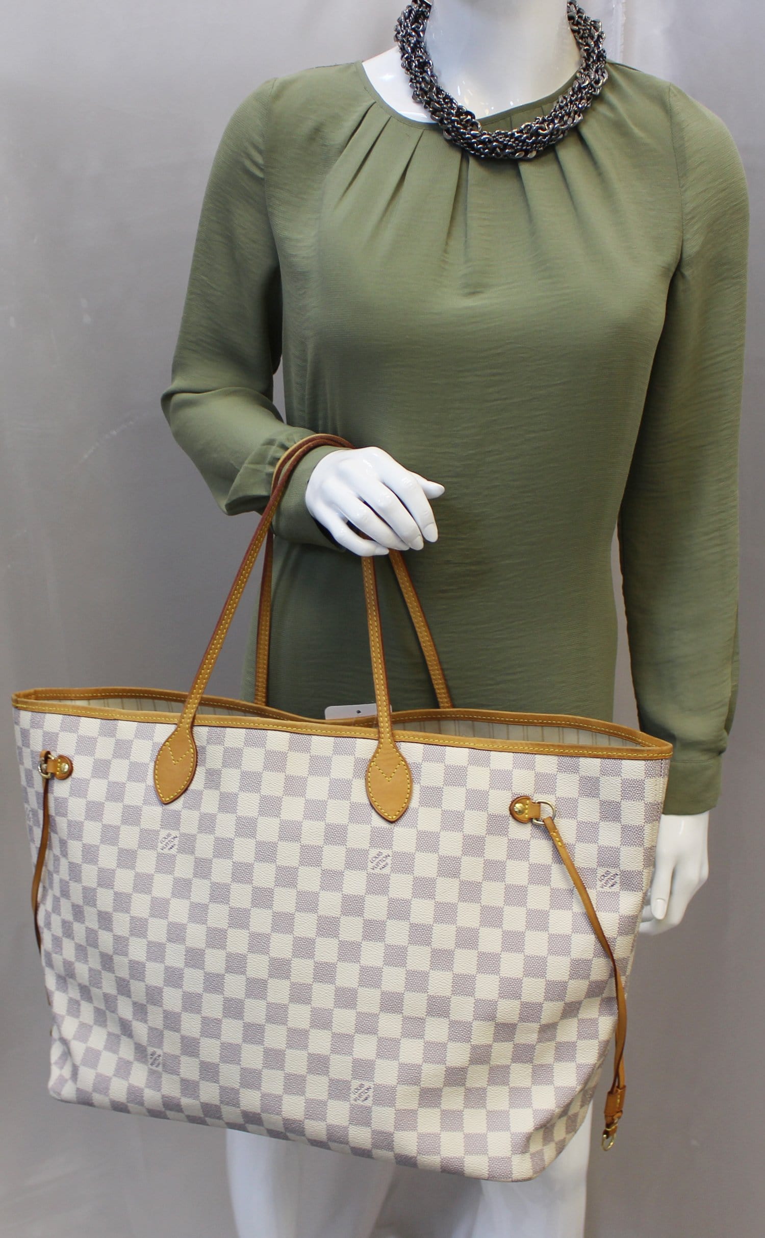 LOUIS VUITTON Neverfull GM Damier Azur Tote Shoulder Bag