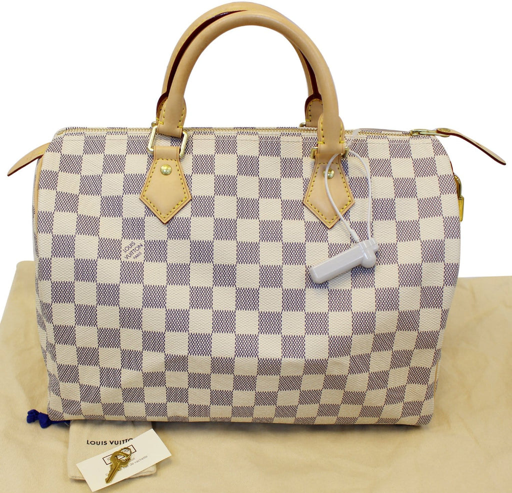 LOUIS VUITTON Speedy 30 Damier Azur Satchel Handbag