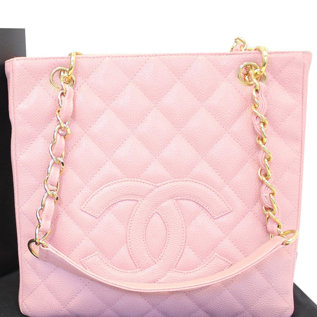 Chanel PST Petit Shopping Caviar Leather Leather Tote Bag Pink