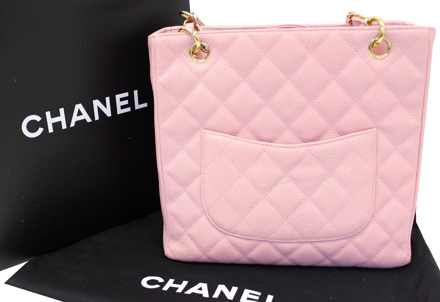 Chanel PST Petit Shopping Caviar Leather Leather Tote Bag Pink