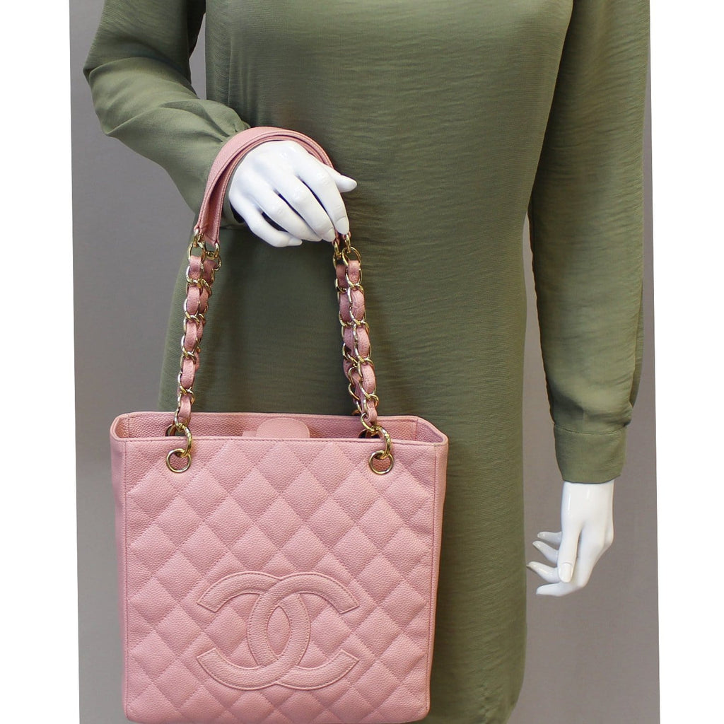 Chanel PST Petit Shopping Caviar Leather Leather Tote Bag Pink
