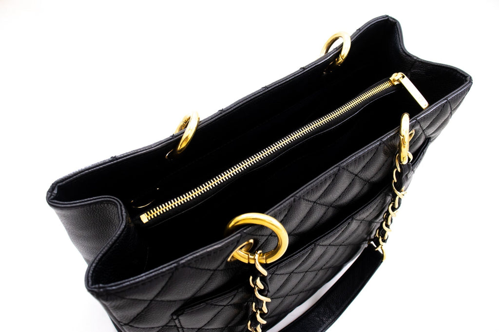 CHANEL Caviar GST 13" Grand Shopping Tote Chain Shoulder Bag Black k54