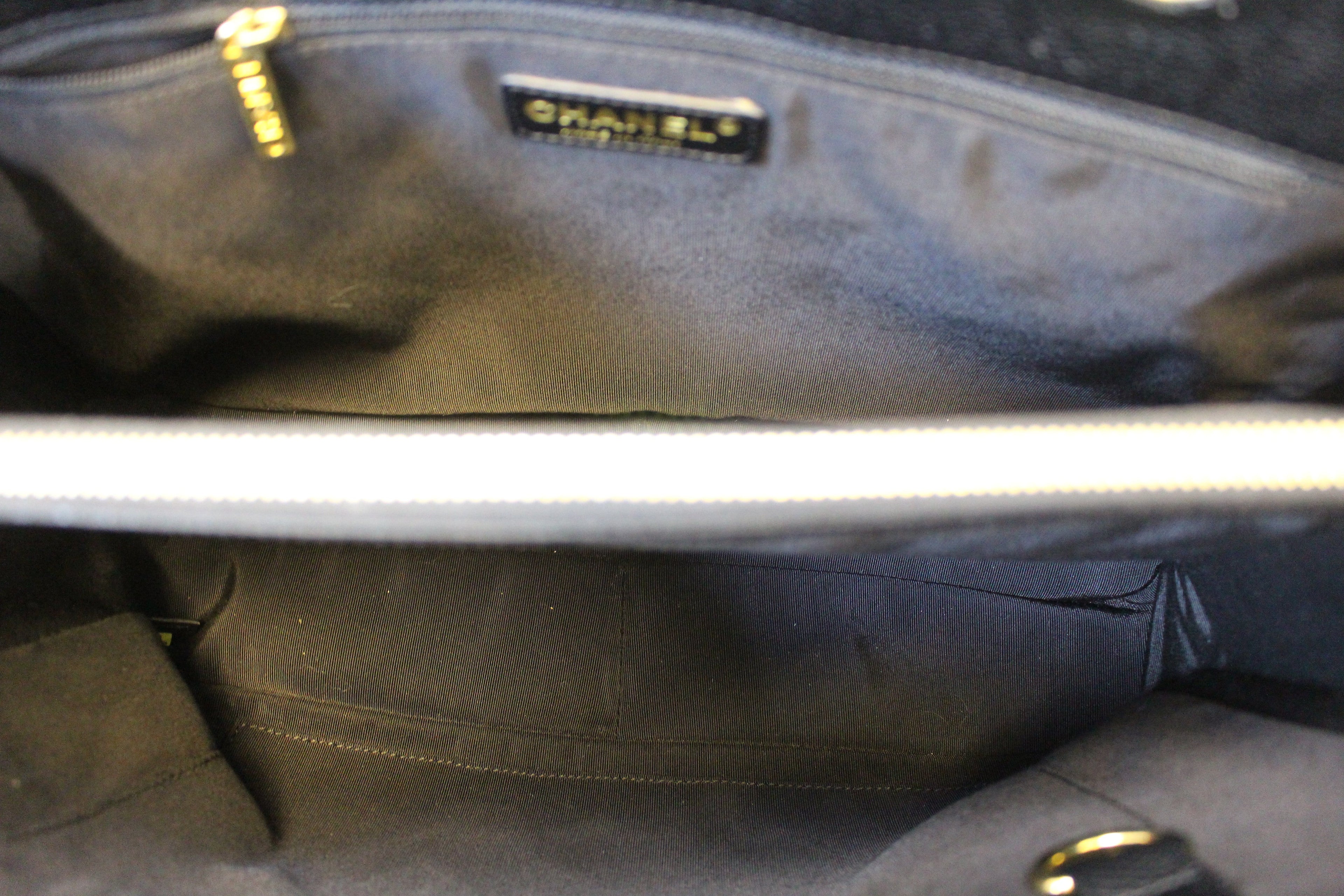 Chanel Black Caviar Leather Leather Grand Shopping Tote Bag
