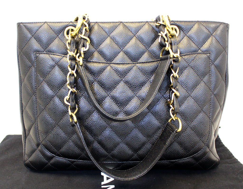 Chanel Black Caviar Leather Leather Grand Shopping Tote Bag