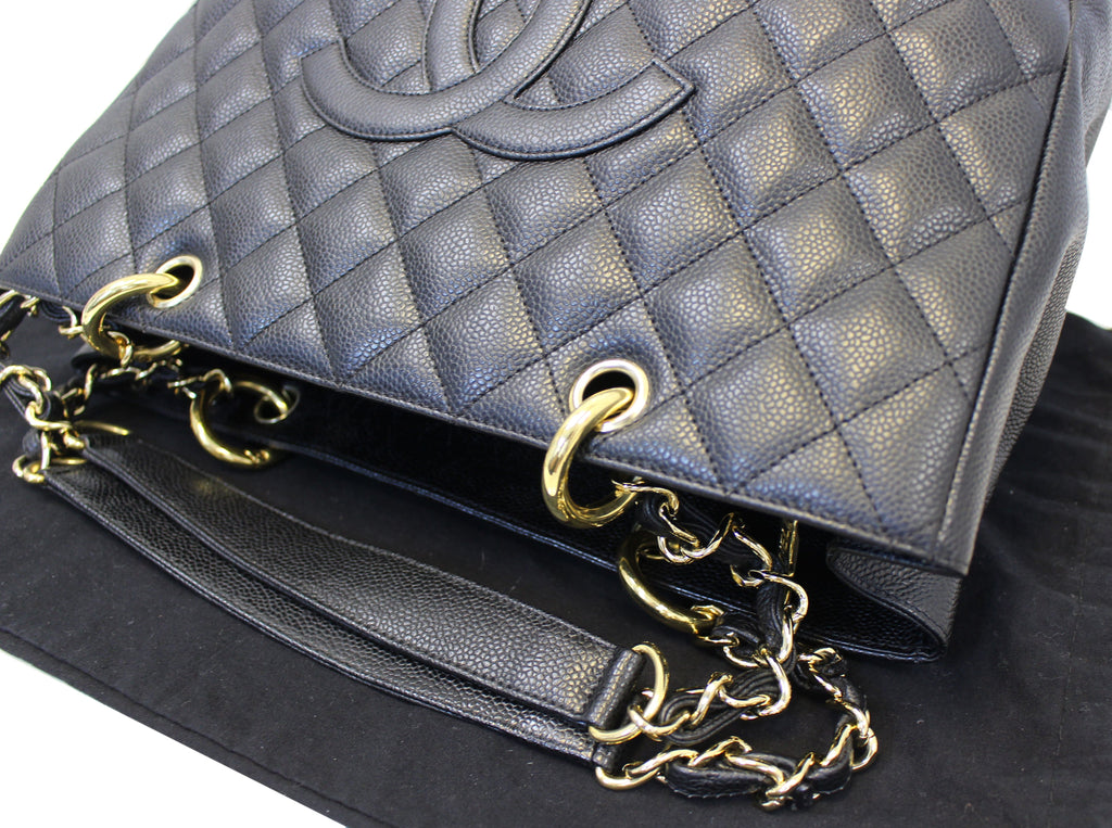 Chanel Black Caviar Leather Leather Grand Shopping Tote Bag