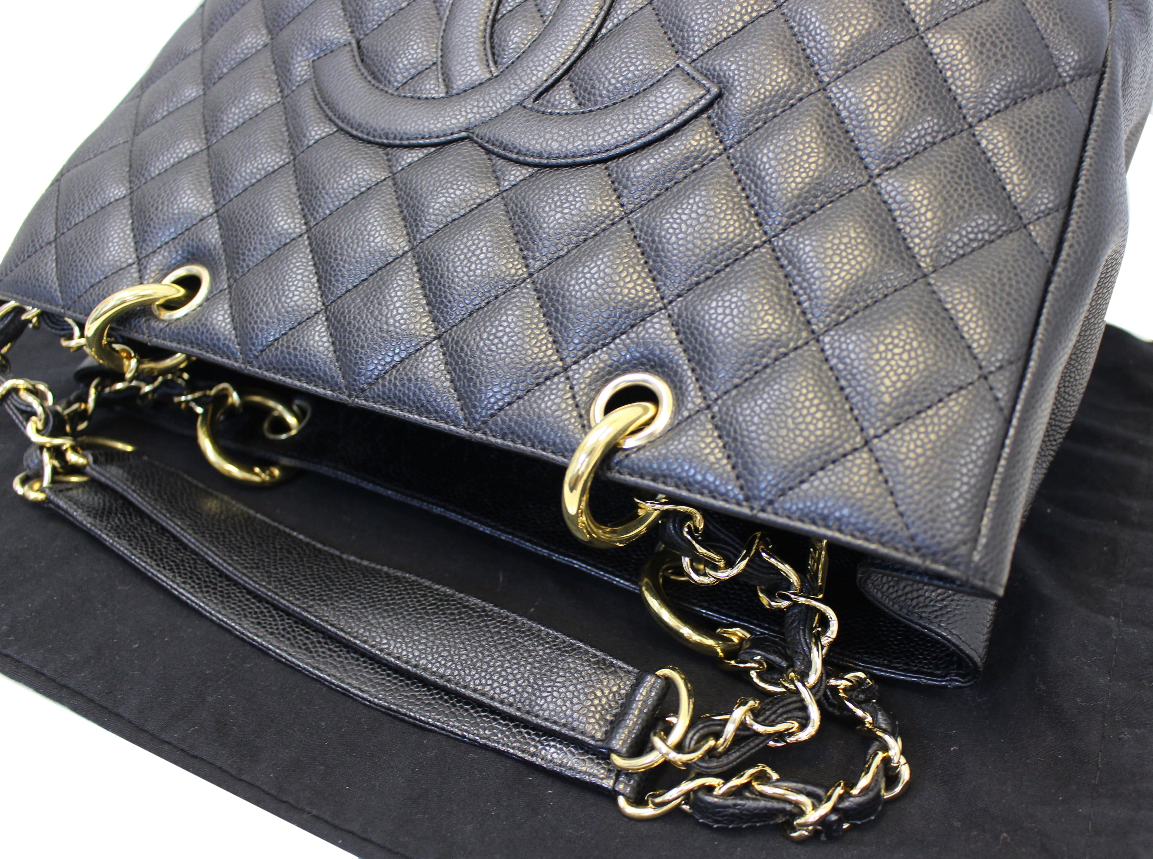 Chanel Black Caviar Leather Leather Grand Shopping Tote Bag