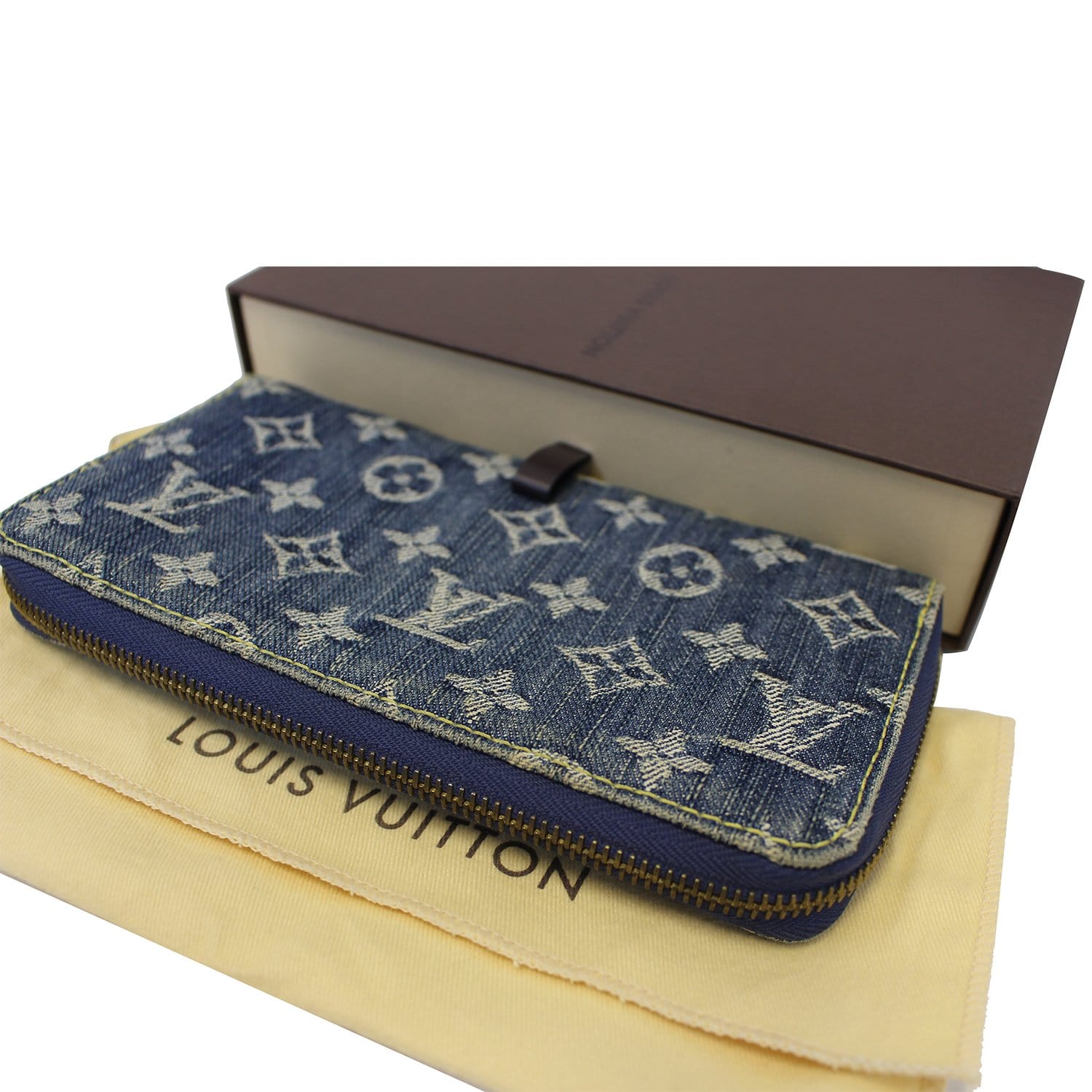 LOUIS VUITTON Blue Denim Monogram Zippy Wallet