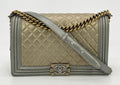 Chanel Gold SiLouis Vuittoner Leather Medium Boy Bag Classic Flap