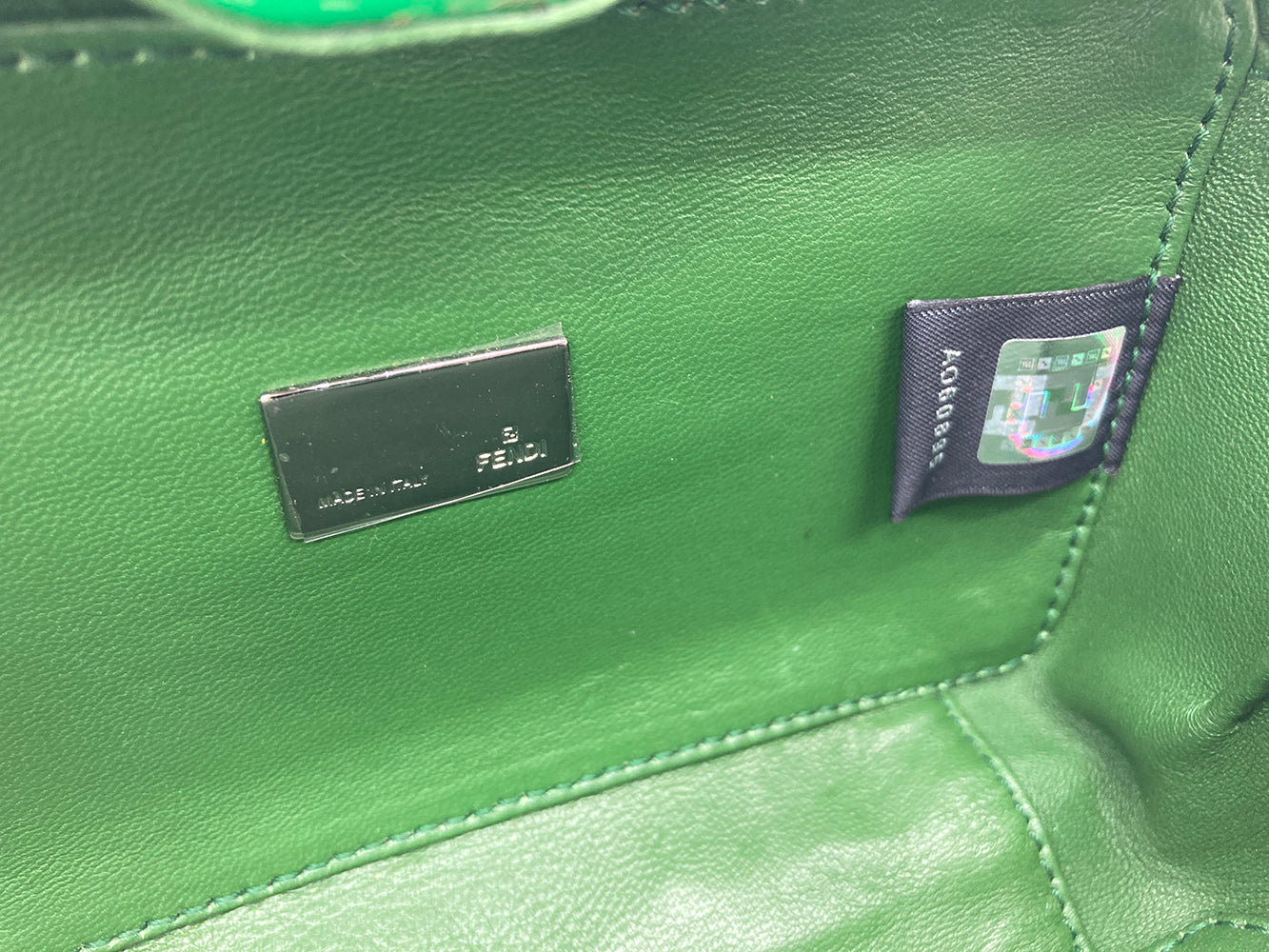 Fendi Green Logo Box Clutch