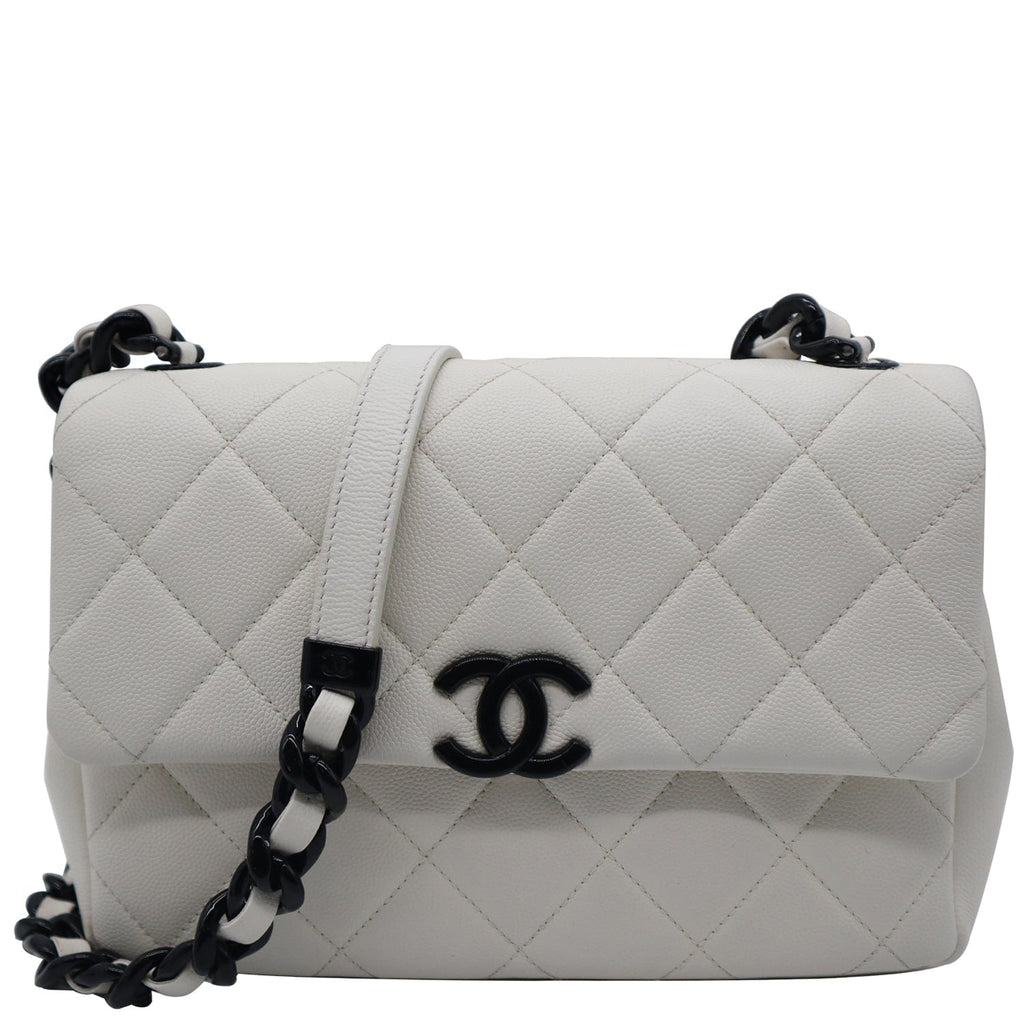 Chanel My Everything Caviar Quilted Leather Flap Shoulder Bag White
