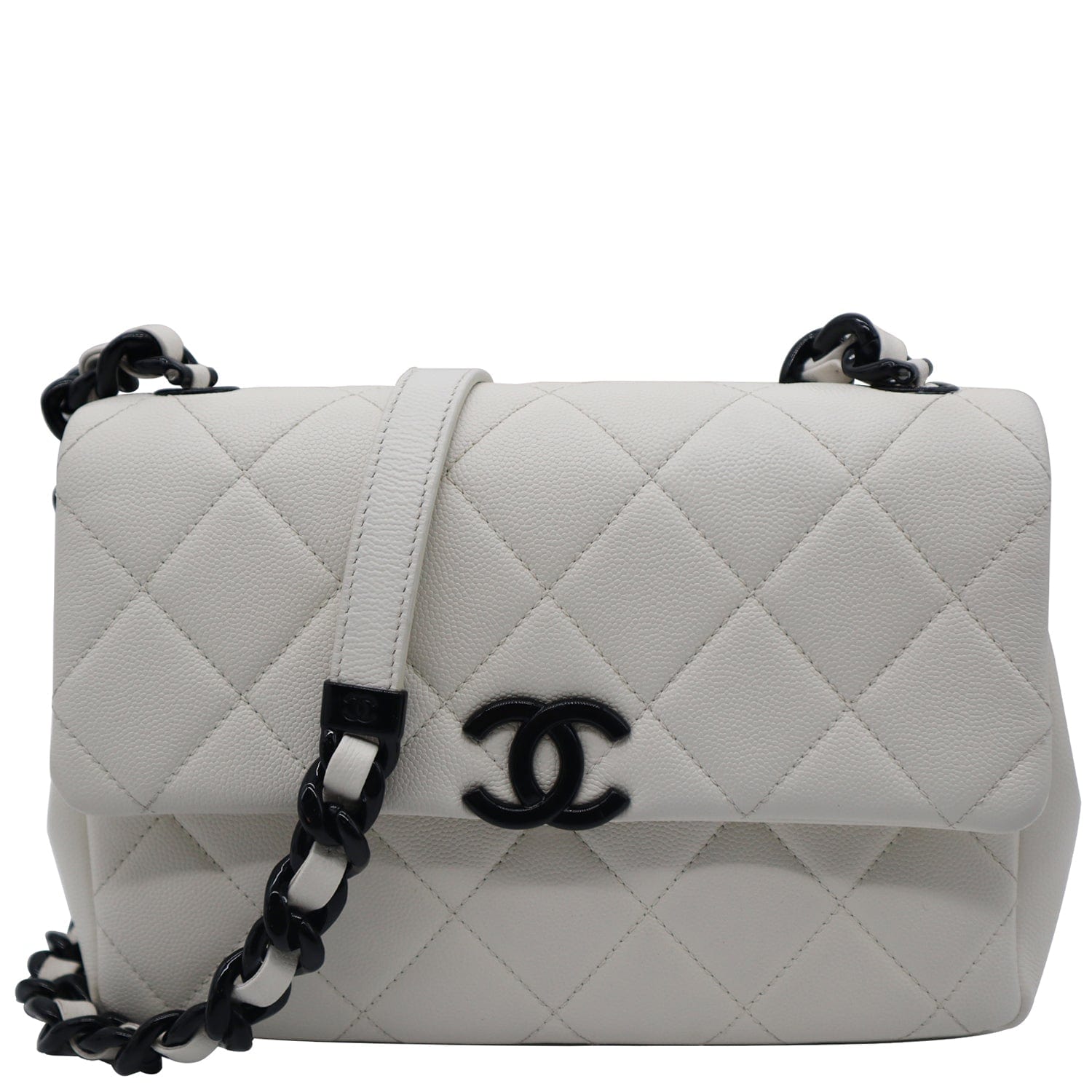 Chanel My Everything Caviar Quilted Leather Flap Shoulder Bag White