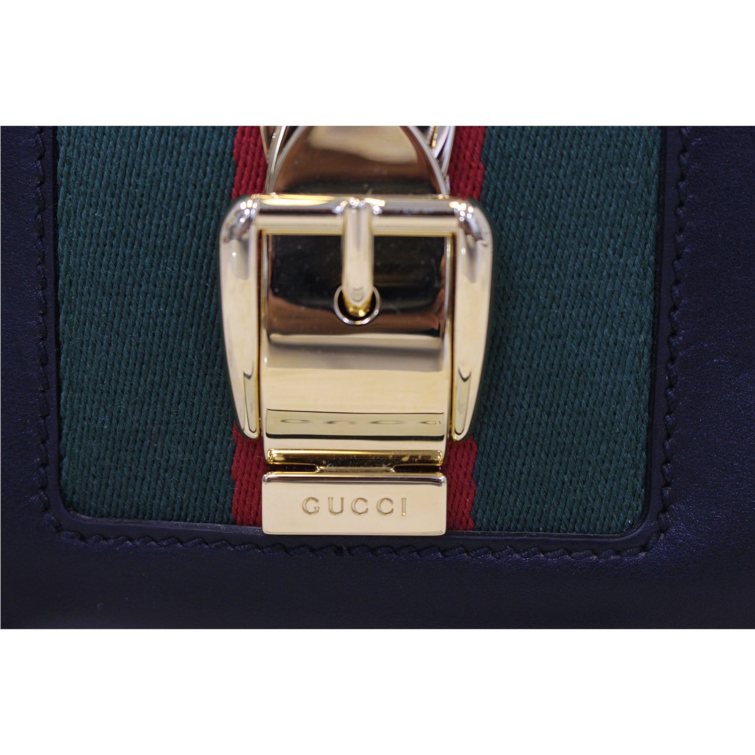 GUCCI Sylvie Small Leather Black Classic Top Handle Satchel Bag 460381