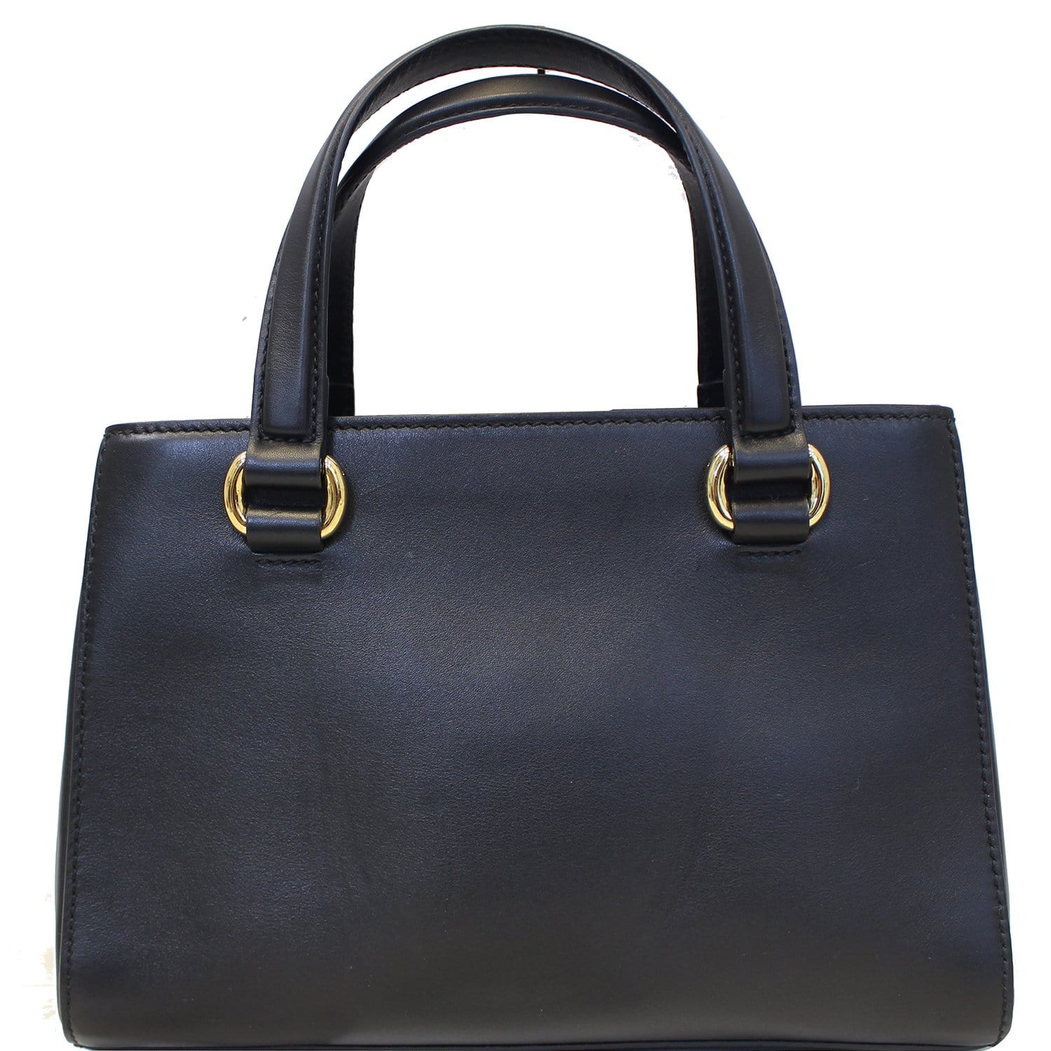 GUCCI Sylvie Small Leather Black Classic Top Handle Satchel Bag 460381