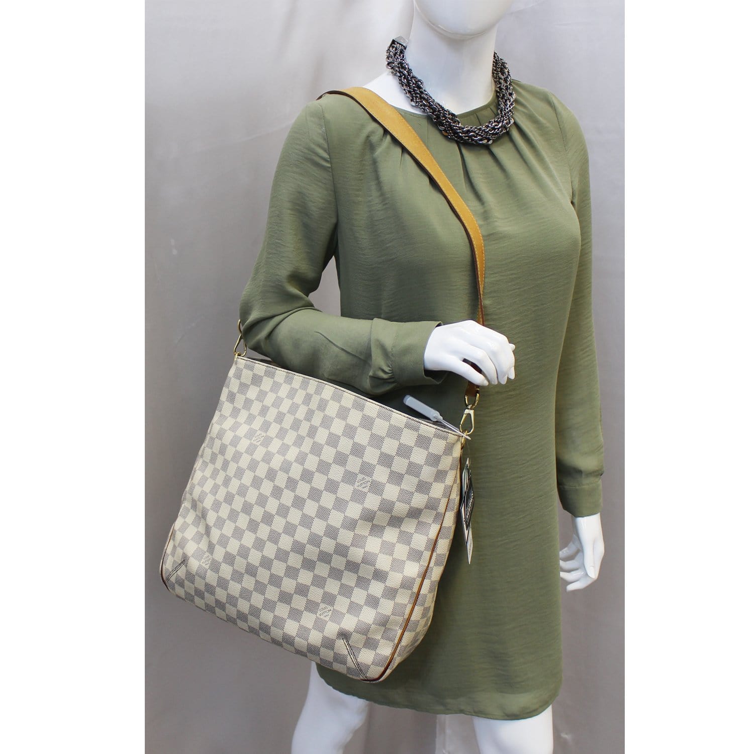 LOUIS VUITTON Soffi Damier Azur White Satchel Shoulder Bag