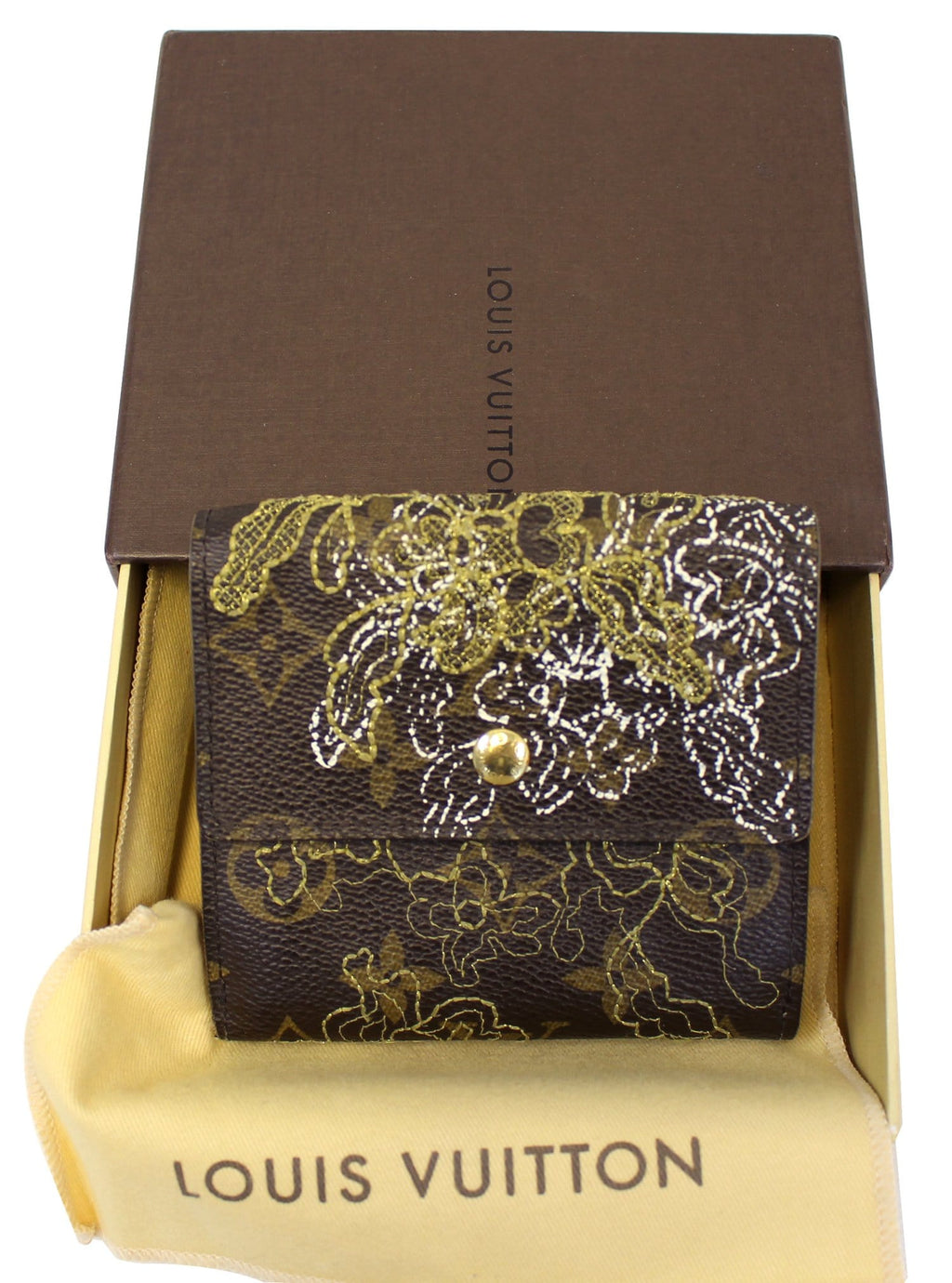 LOUIS VUITTON Gold Monogram Dentelle Trifold Wallet Limited