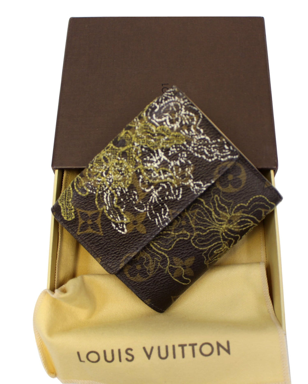 LOUIS VUITTON Gold Monogram Dentelle Trifold Wallet Limited