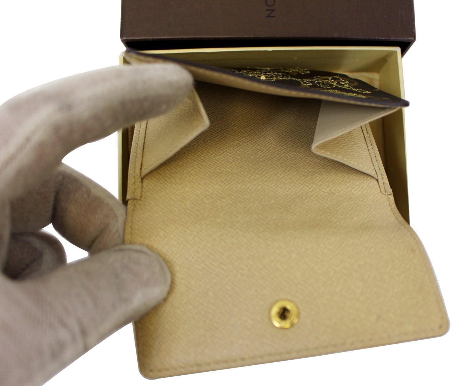 LOUIS VUITTON Gold Monogram Dentelle Trifold Wallet Limited