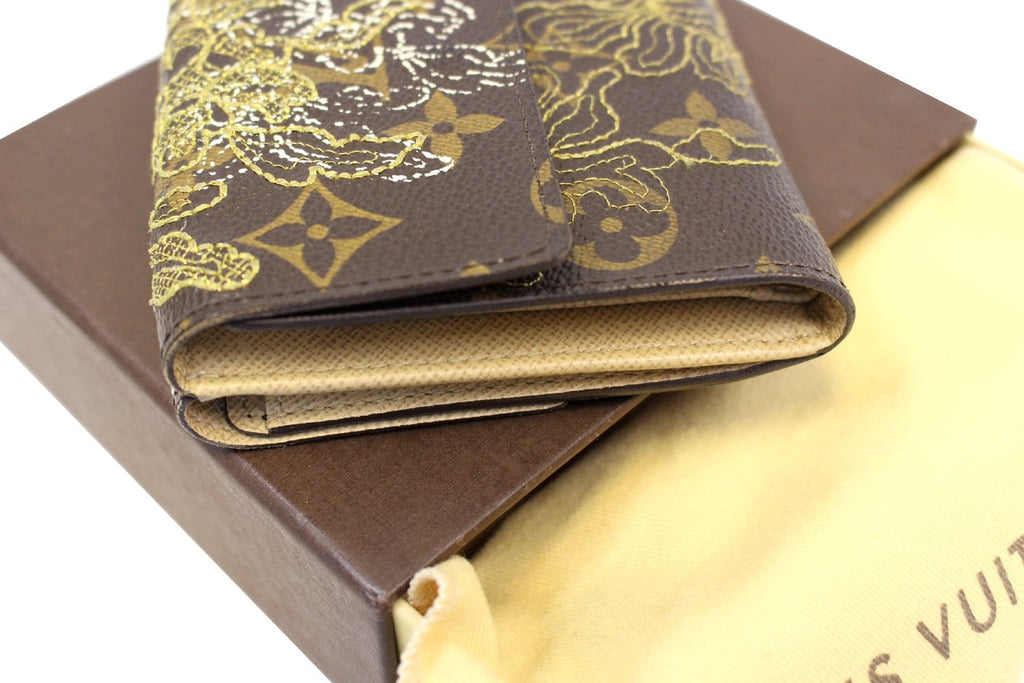 LOUIS VUITTON Gold Monogram Dentelle Trifold Wallet Limited