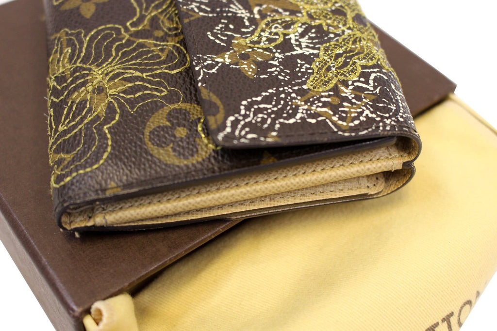 LOUIS VUITTON Gold Monogram Dentelle Trifold Wallet Limited