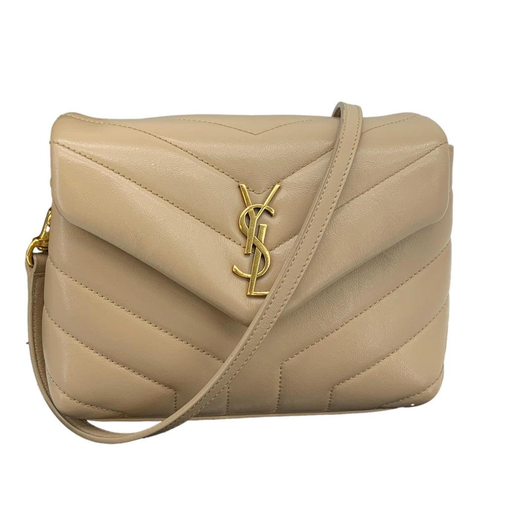 YVES SAINT LAURENT Loulou Toy Matelasse Leather Crossbody Bag Brown