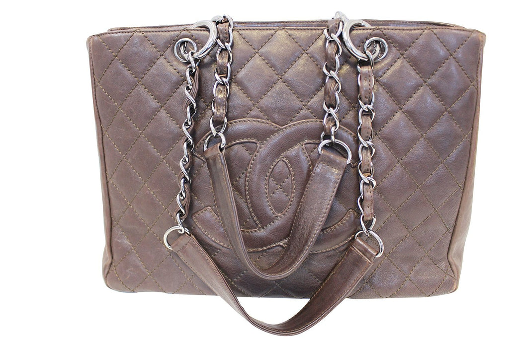 Chanel Caviar Leather Leather Grand Shopping Tote Brown Bag - Final Call