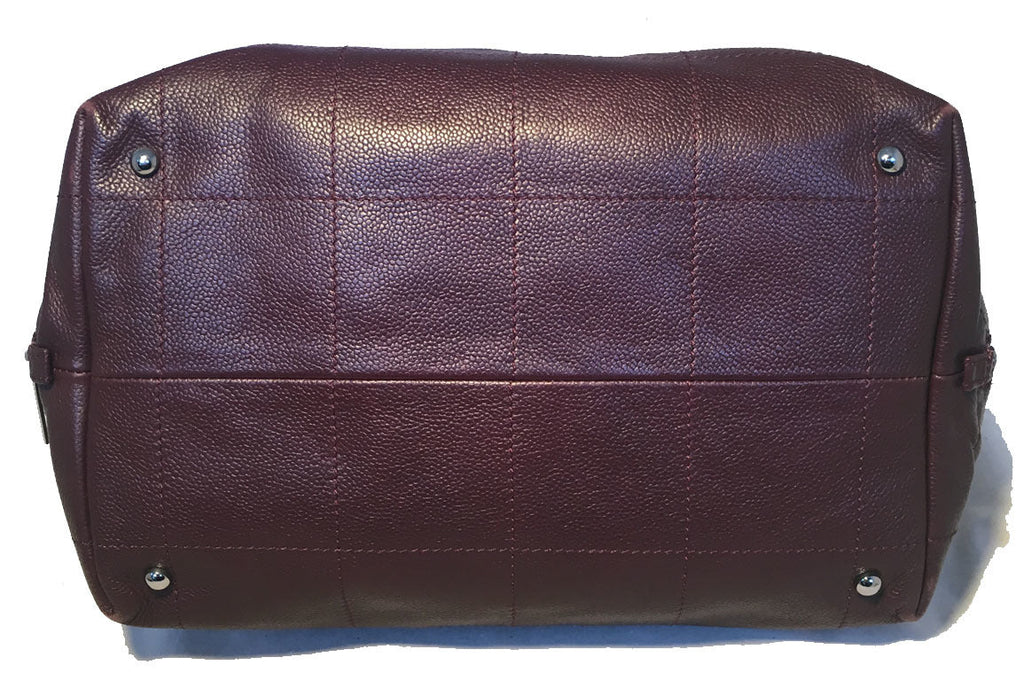 Chanel Burgundy Caviar Leather Square Quilted Shoulder Bag Tote