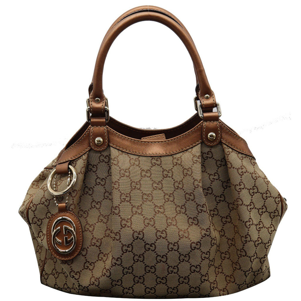 GUCCI Sukey Medium Gucci Canvas Tote Bag Beige 211944