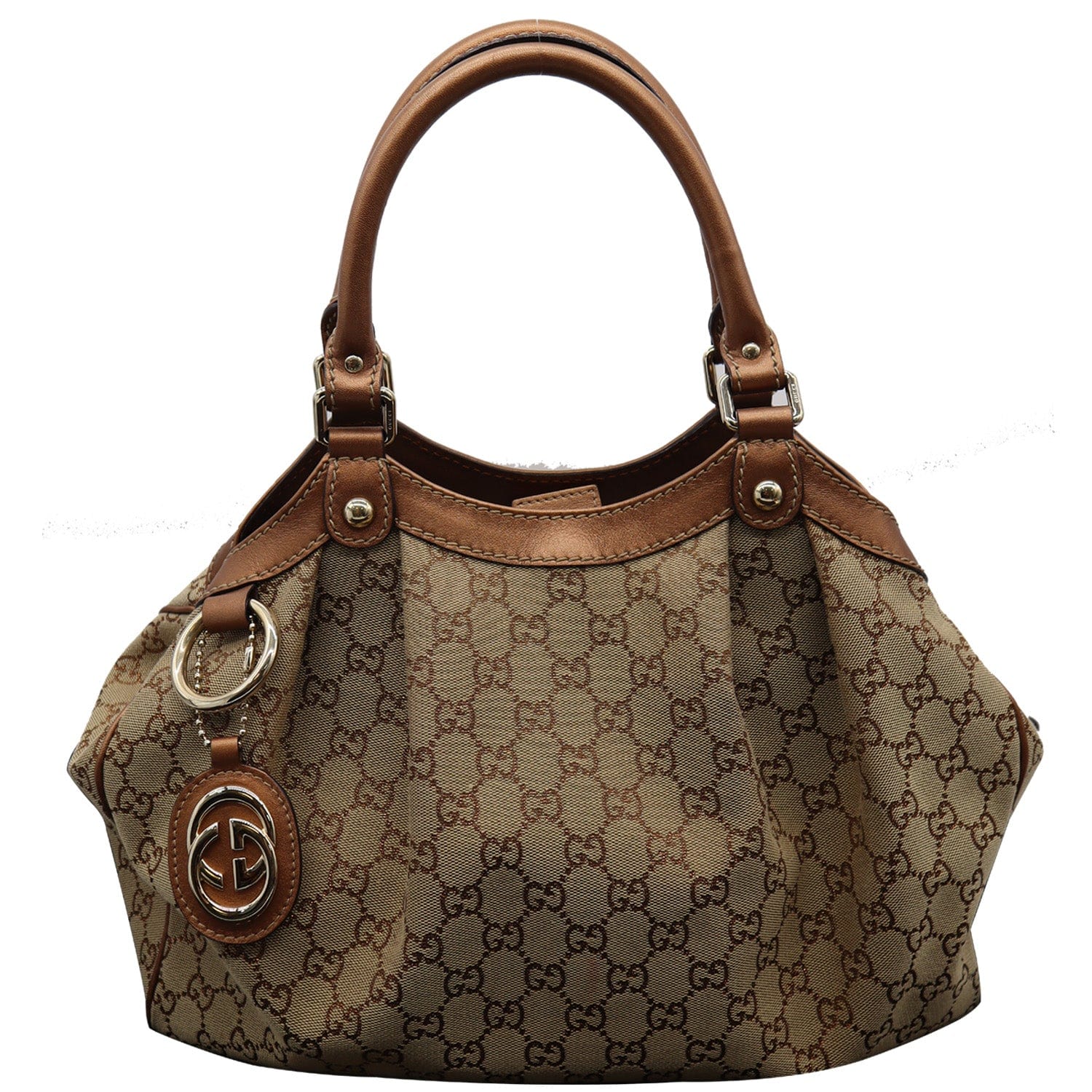 GUCCI Sukey Medium Gucci Canvas Tote Bag Beige 211944