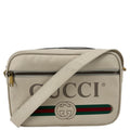GUCCI Logo Leather Shoulder Bag Off White 523589