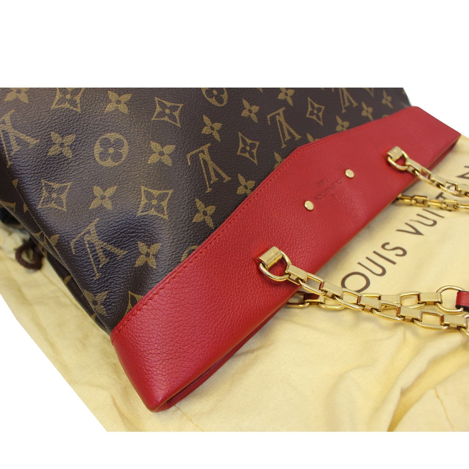 LOUIS VUITTON Pallas Chain Shopper Bag Monogram Canvas Cherry