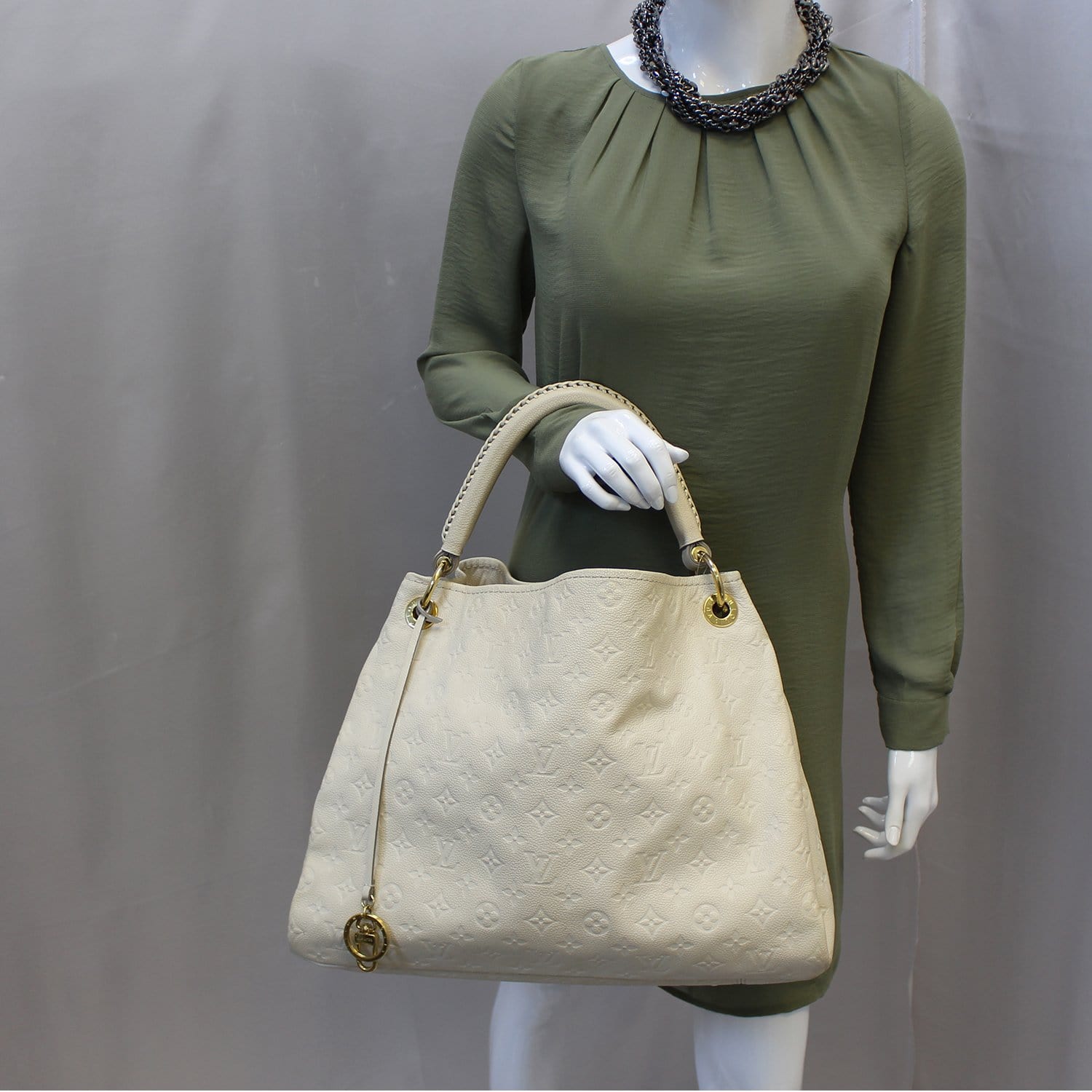 LOUIS VUITTON Artsy MM Empreinte Leather Shoulder Bag Beige