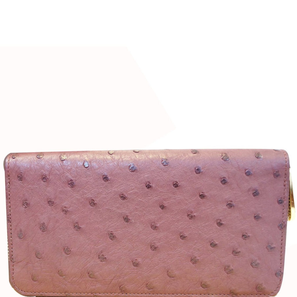 LOUIS VUITTON Burgundy Ostrich Leather Zippy Wallet