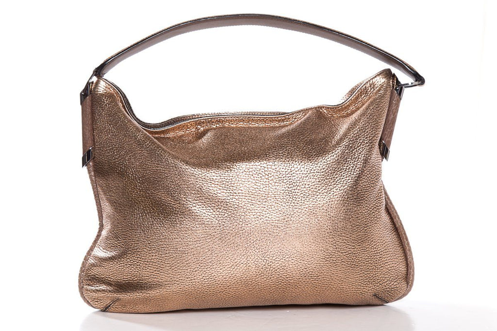 Jimmy Choo Champagne Pebbled Leather Shoulder Bag