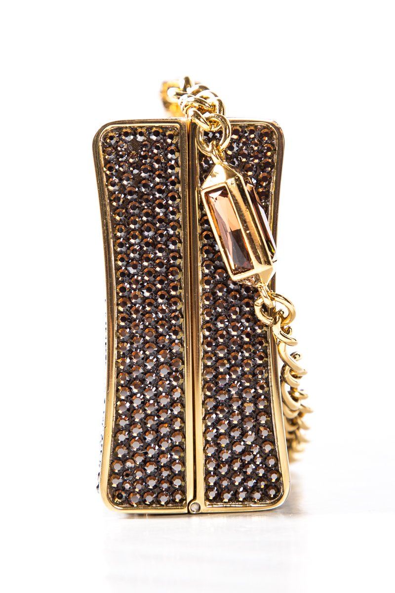 Judith Leiber Gold-Tone Crystal Embellishment Clutch