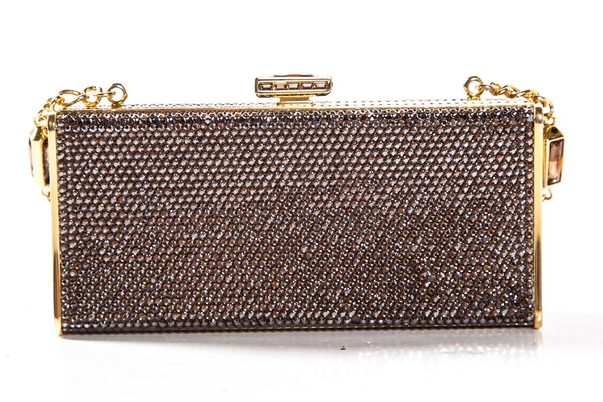 Judith Leiber Gold-Tone Crystal Embellishment Clutch