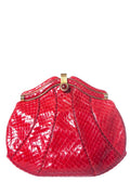 Judith Leiber Red Python Clamshell Clutch