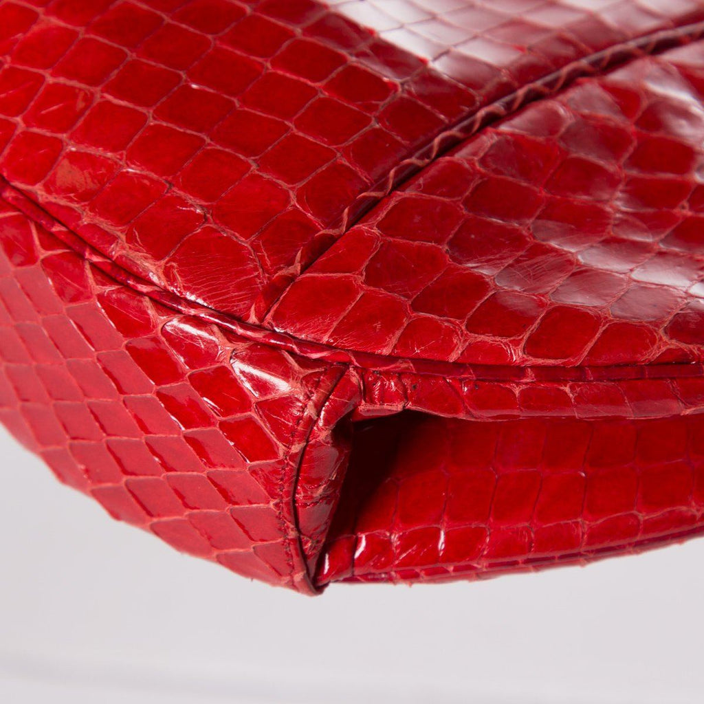 Judith Leiber Red Python Clamshell Clutch