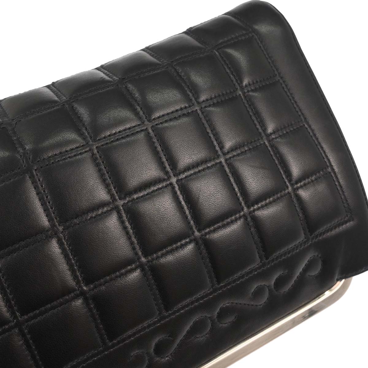Chanel Black Lambskin Choco Bar Clutch Bag