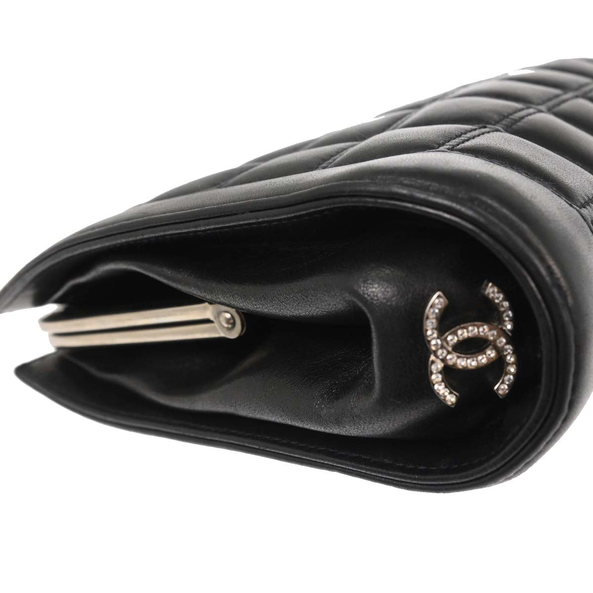 Chanel Black Lambskin Choco Bar Clutch Bag