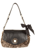 Kate Spade Gray Leopard and Black Leather Shoulder Bag