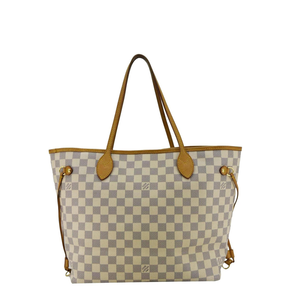 LOUIS VUITTON Neverfull MM Damier Azur Tote Bag White