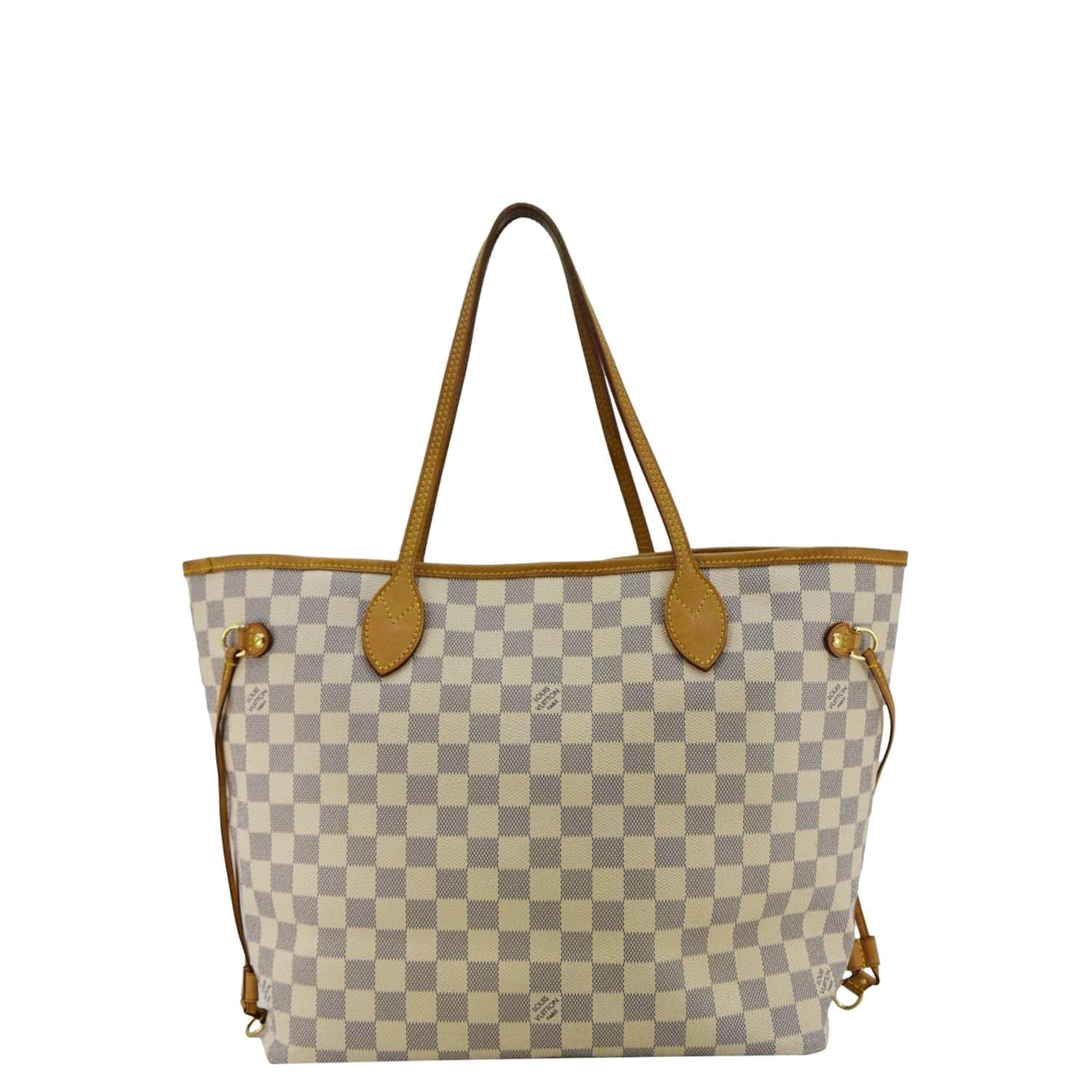 LOUIS VUITTON Neverfull MM Damier Azur Tote Bag White