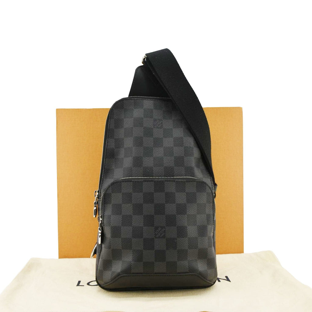 LOUIS VUITTON Avenue Sling Damier Graphite Backpack Bag Black