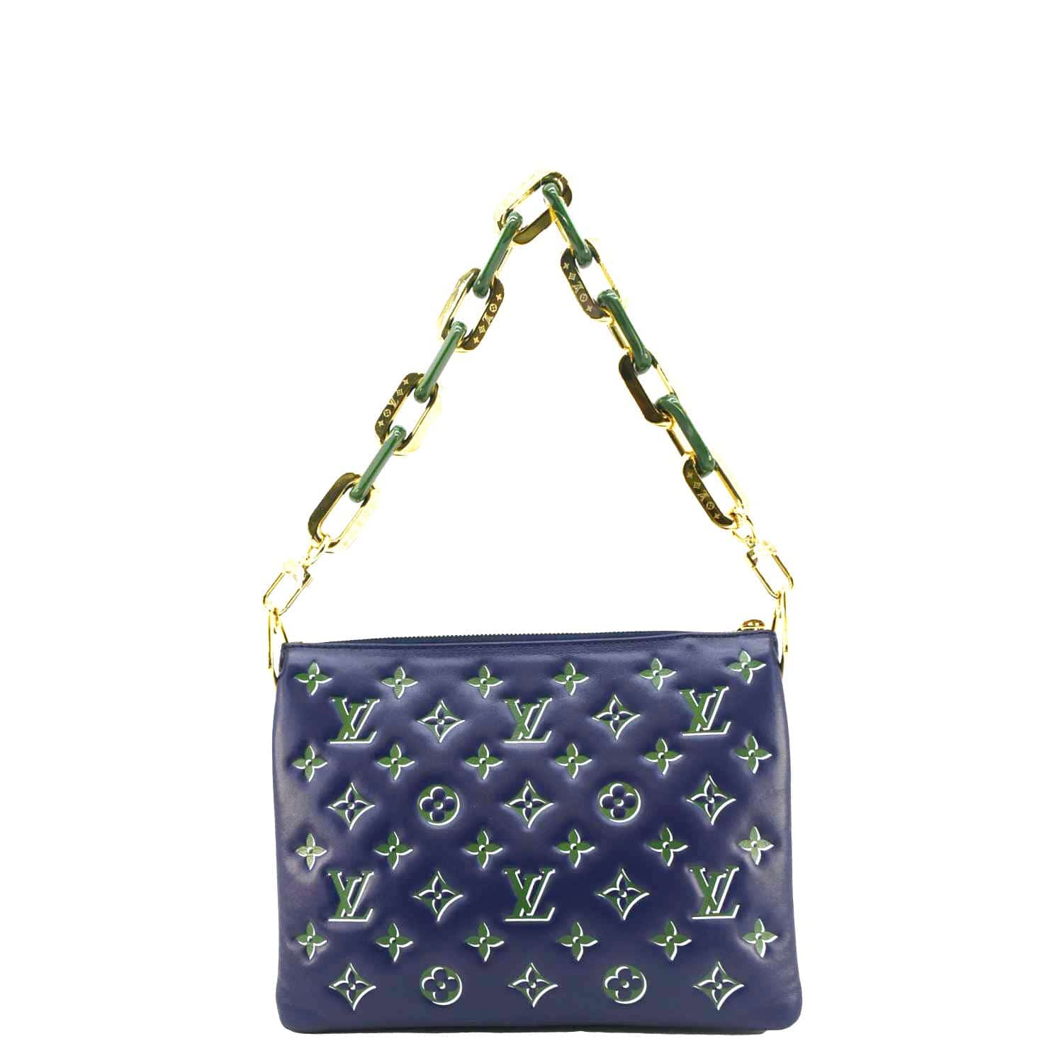 LOUIS VUITTON Coussin PM Monogram Embossed Leather Crossbody Bag Blue