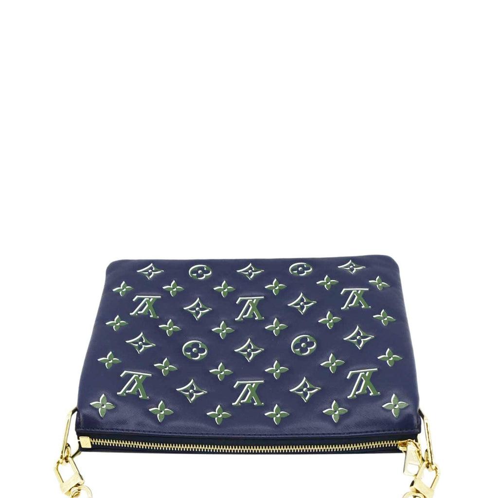 LOUIS VUITTON Coussin PM Monogram Embossed Leather Crossbody Bag Blue