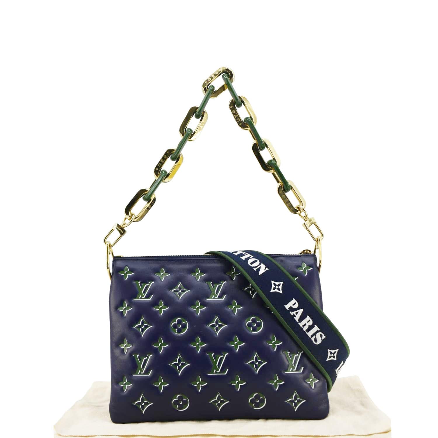 LOUIS VUITTON Coussin PM Monogram Embossed Leather Crossbody Bag Blue