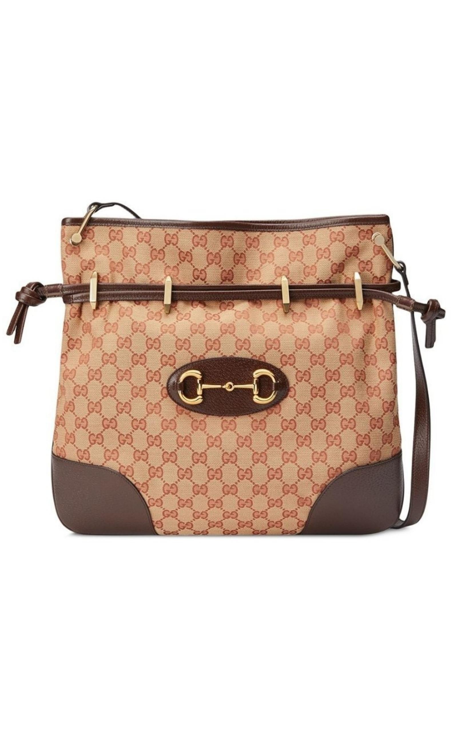 Leather and GG Supreme Fabric Shoulder Bag