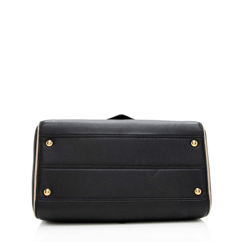 Louis Vuitton Calf Leather Monogram Canvas Double V Satchel (SHF-18519)