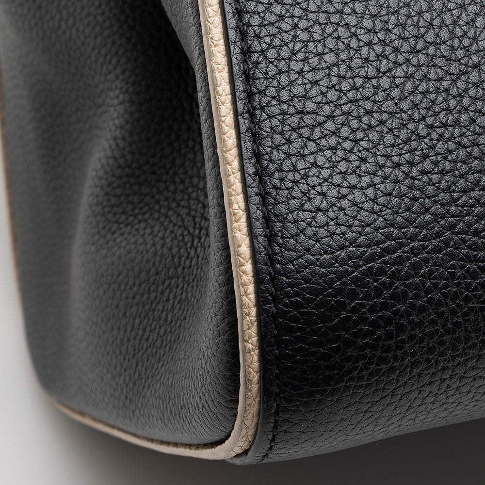 Louis Vuitton Calf Leather Monogram Canvas Double V Satchel (SHF-18519)