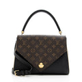 Louis Vuitton Calf Leather Monogram Canvas Double V Satchel (SHF-18519)